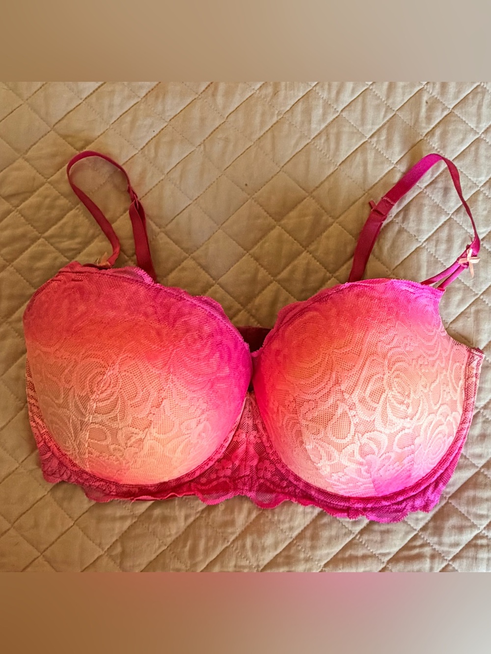 Candie's Pink to Coral Ombre Lace Push-Up Bra